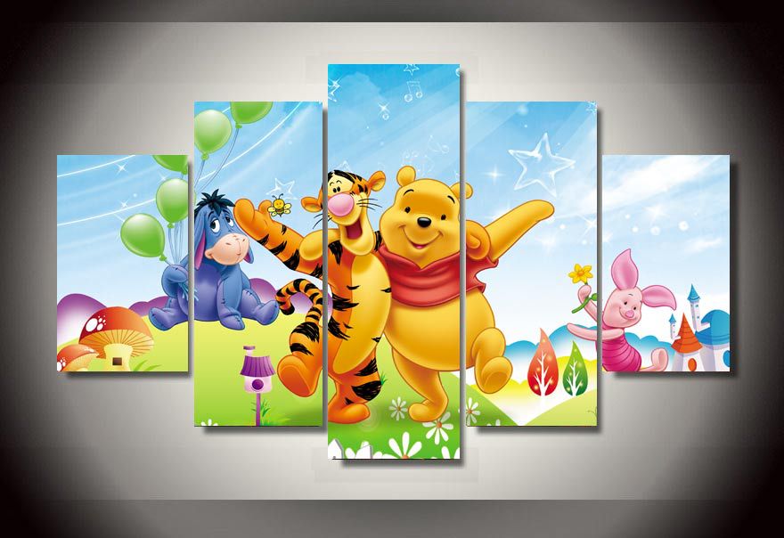 880x604 Hd Printed Cartoon Poster Winnie The Pooh Canvas Painting Unframed - Pooh Painting