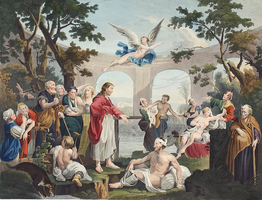 900x688 The Pool Of Bethesda, Illustration Drawing By William Hogarth - Pool Of Bethesda Painting