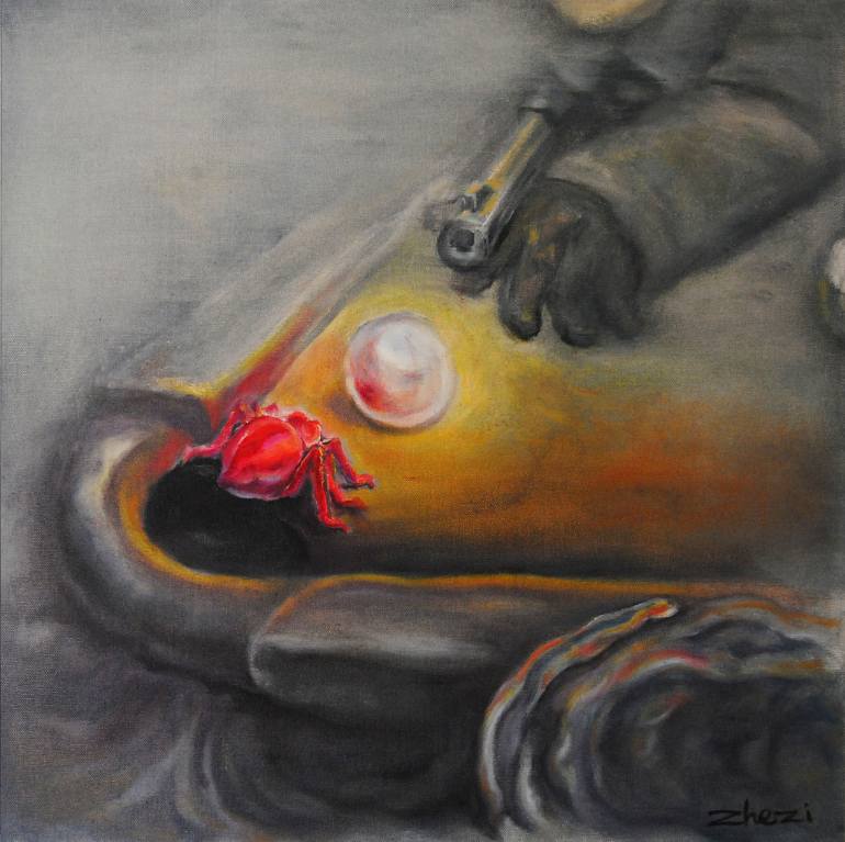 770x767 Saatchi Art The Spider - Pool Table Painting