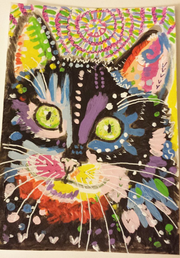 746x1070 Pop Art Abstract Cat Acrylic Painting By Tulipteardrops - Pop Art Acrylic Painting