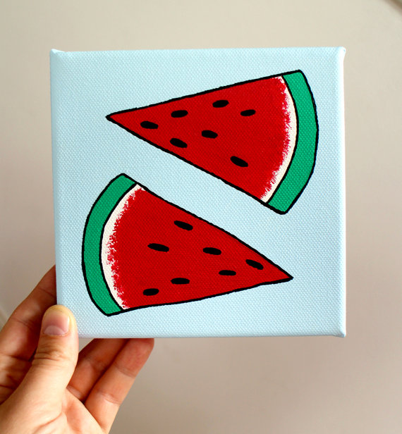 570x616 Watermelon Pop Art Acrylic Painting On Small Canvas - Pop Art Acrylic Painting