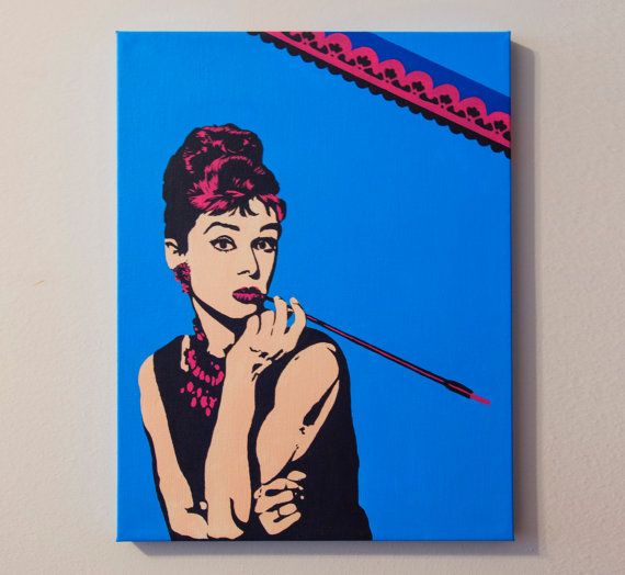 570x524 Audrey Hepburn, Breakfast - Pop Art Acrylic Painting
