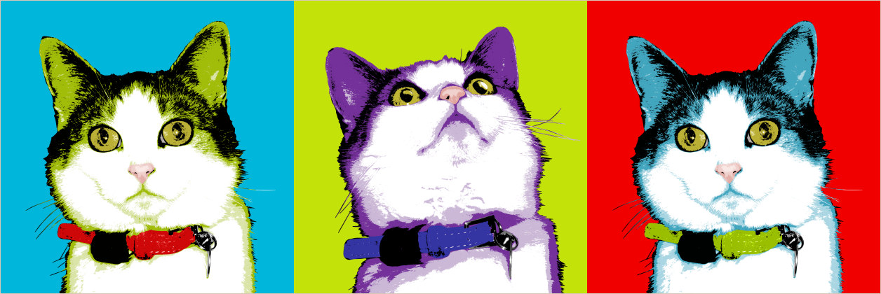 1256x420 Pop Art Art Map - Pop Art Cat Painting
