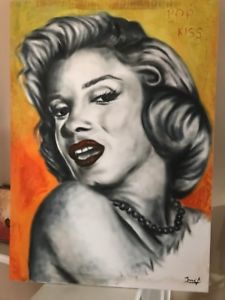 225x300 Original Pop Art Oil Painting Of Marilyn Monroe By Artist - Pop Art Oil Painting