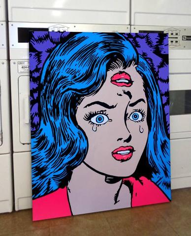388x480 Trippy Double Vision Pin Up Pop Art Painting For Sale Palm Treat - Pop Art Painting