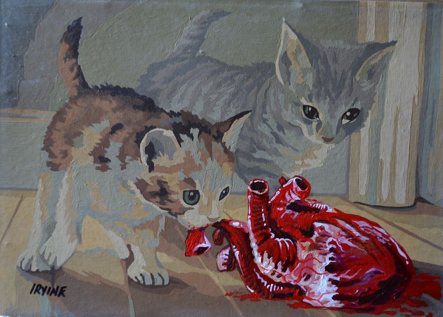 880x630 I Add Pop Culture Characters Into Old Thrift Store Paintings - Pop Culture Painting