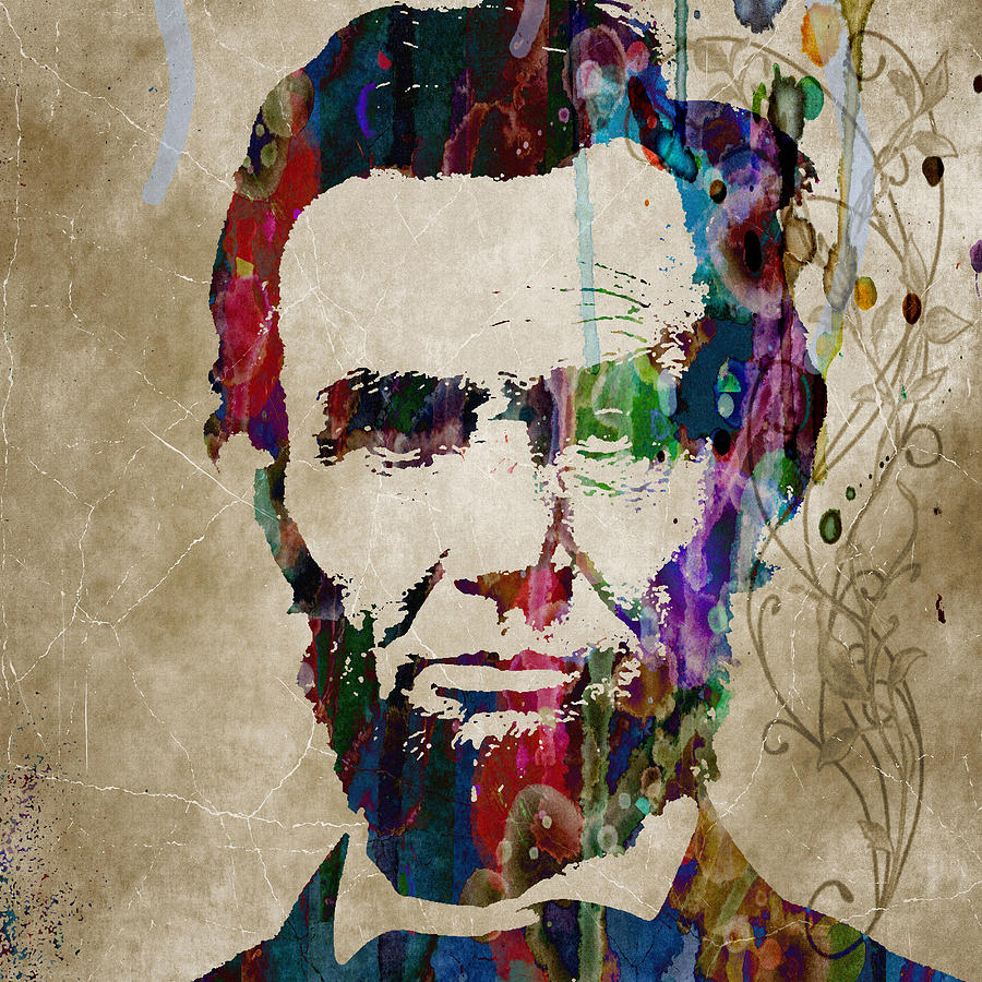 900x900 Abraham Lincoln Watercolor Modern Abstract Pop Art Color Painting - Pop Painting