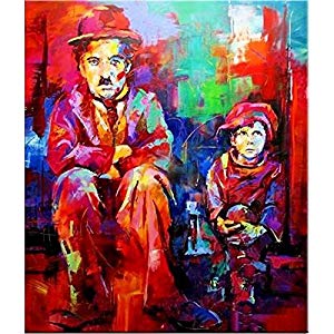 300x300 Hand Painted Charlie Chaplin Portrait Oil Painting - Pop Painting