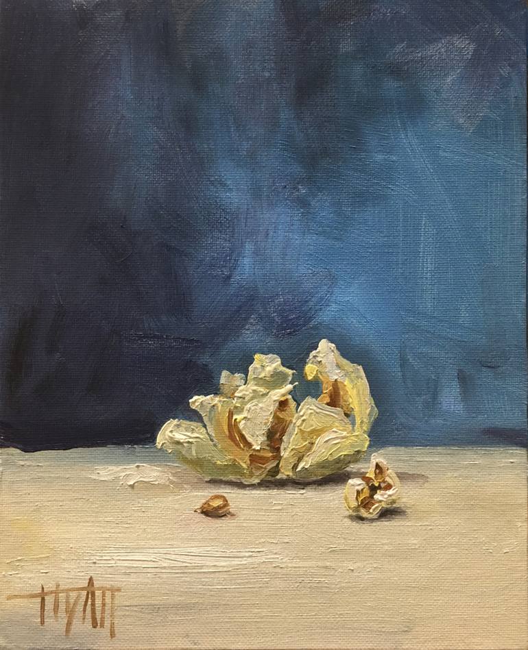 770x949 Saatchi Art Still Life Popcorn En Bleu Painting By Art By Hyatt - Popcorn Painting