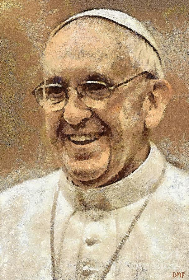 607x900 Pope Francis Painting By Dragica Micki Fortuna - Pope Francis Painting