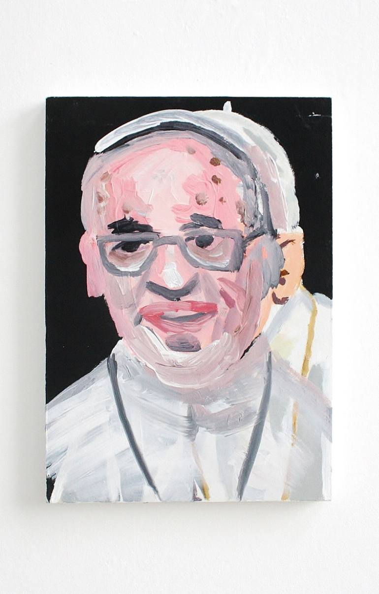 770x1206 Saatchi Art Pope Benedict Xvipope Francis Painting By Devin Wallace - Pope Francis Painting