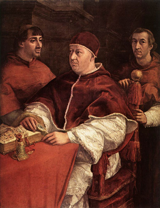 538x700 Pope Leo X With Cardinals Giulio De' Medici And Luigi De' Rossi - Pope Leo X Painting