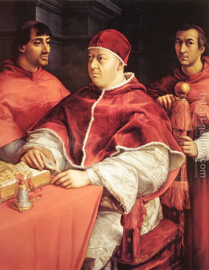 721x931 Portrait Of Pope Leo X And Two Cardinals Raffaelo Sanzio - Pope Leo X Painting
