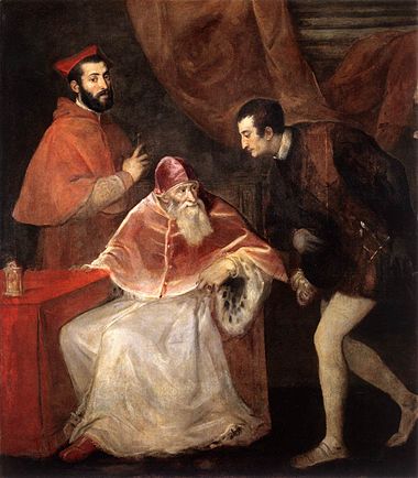 380x434 Pope Paul Iii And His Grandsons - Pope Painting