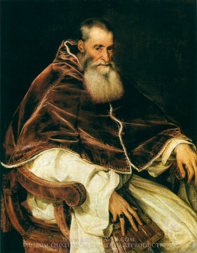 637x820 Reproduction Painting Titian Portrait Of Pope Paul Iii, Hand - Pope Painting