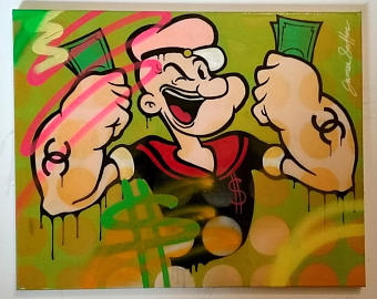340x270 Original Shady Smurf Art Graffiti Art Urban Art - Popeye Painting