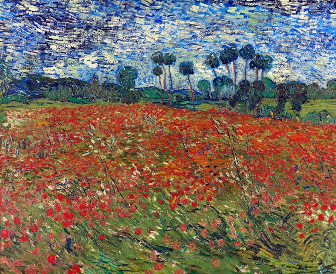 674x550 Poppy Field Painting By Vincent Van Gogh Art Reproduction Ebay - Poppy Field Painting