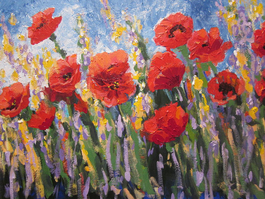900x675 Poppy Fields Painting By Sandra Strohschein - Poppy Field Painting