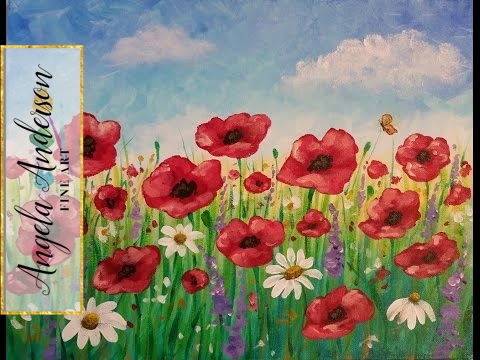 480x360 Easy Poppy Field Painting Time Lapse Acrylic Tutorial Free - Poppy Field Painting