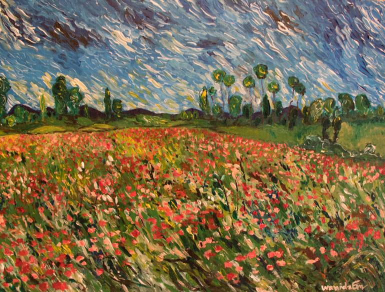770x584 Saatchi Art Poppy Field Painting By Wanida Em - Poppy Field Painting
