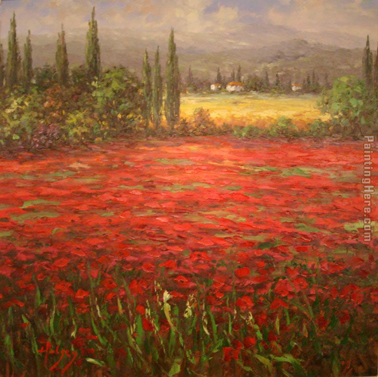 774x772 Unknown Artist Poppy Field Splendor Painting Anysize 50% Off - Poppy Field Painting