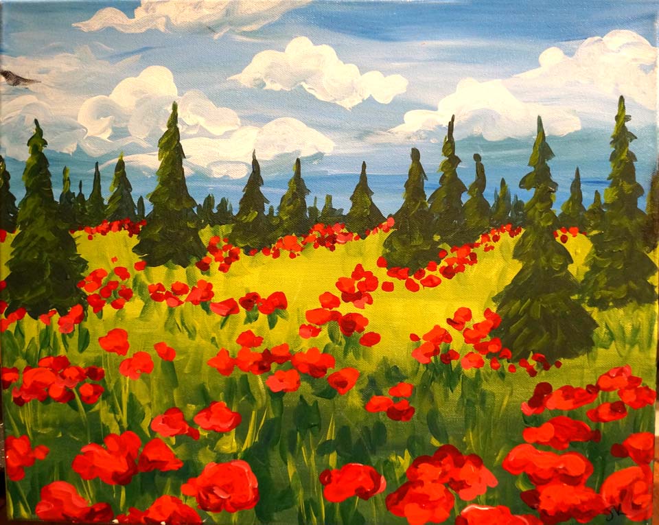 960x765 Poppy Field Splash Studio Painting - Poppy Field Painting