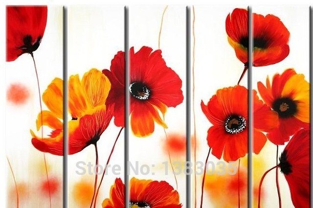 640x426 Hand Painted Abstract Red Poppy Flower Paintings On Canvas 5 - Poppy Flower Painting