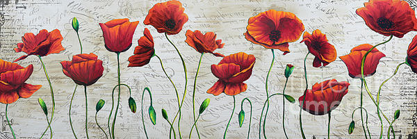 600x200 Orange Poppies Original Abstract Flower Painting By Megan - Poppy Flower Painting