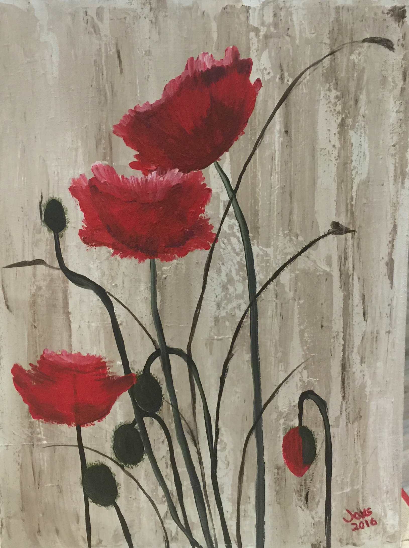 1629x2186 Poppy Flower Field Canvas Art Acrylic Painting - Poppy Flower Painting