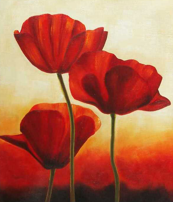 590x688 Poppy Flowers Painting By Sana Afzal - Poppy Flower Painting