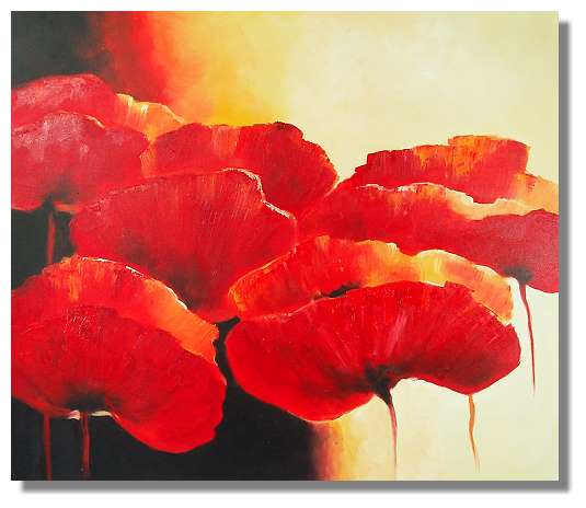 535x464 Red Dancing Poppies Poppy Flower Painting Modern Art - Poppy Flower Painting