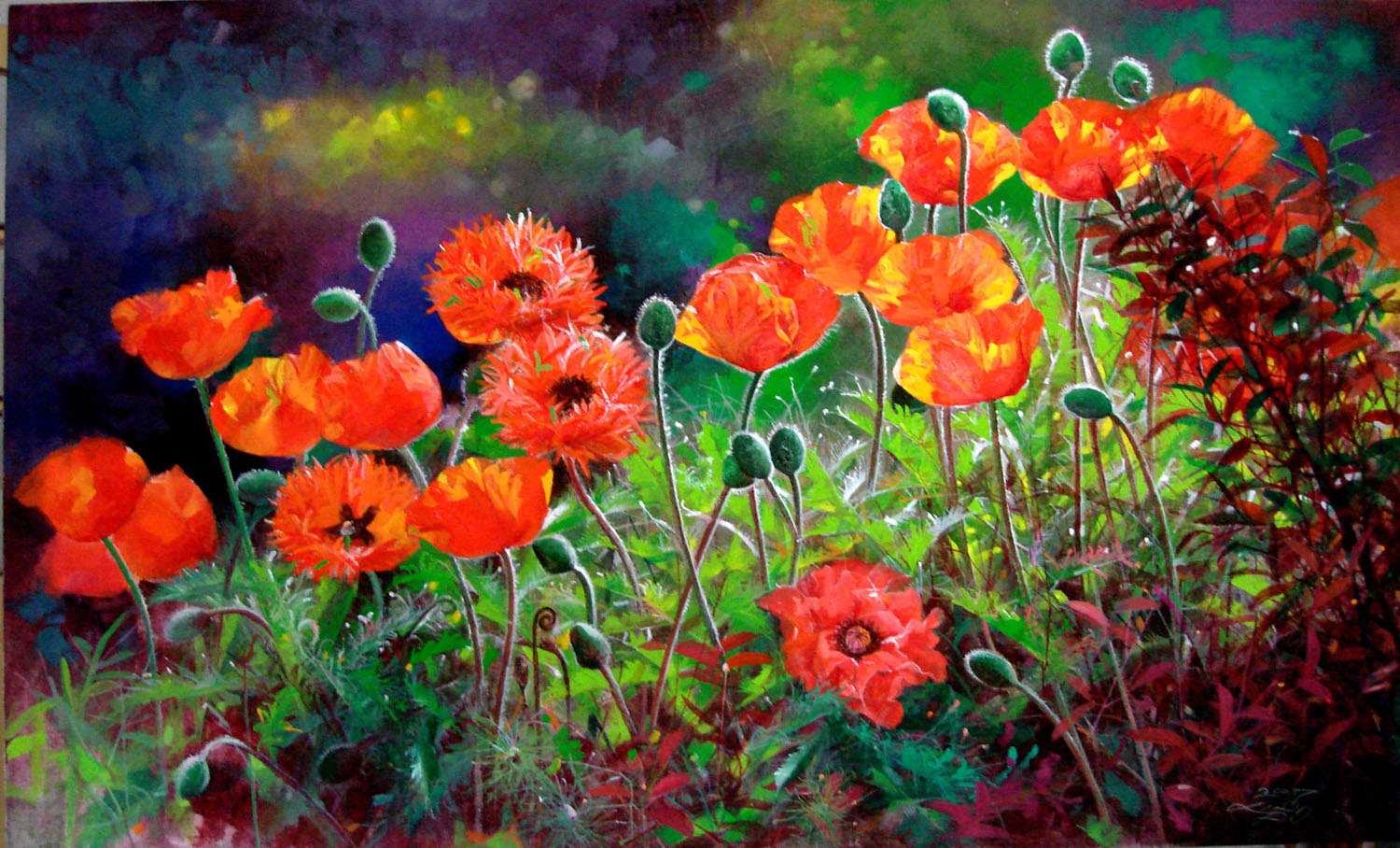 1500x908 Nacarat Poppy Liboart Foundmyself - Poppy Oil Painting
