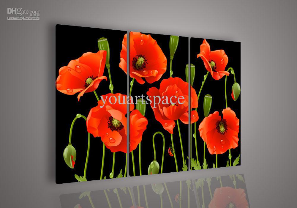 1000x700 2018 Wall Art No Framed Modern Abstract Acrylic Flower Red Poppy - Poppy Oil Painting