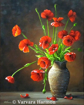320x400 Poppies, Original Oil Floral Painting By Varvara Harmon - Poppy Oil Painting