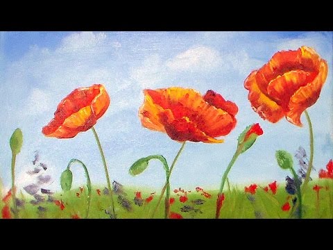 480x360 Poppies Oil Painting Beginner Tutorial - Poppy Oil Painting