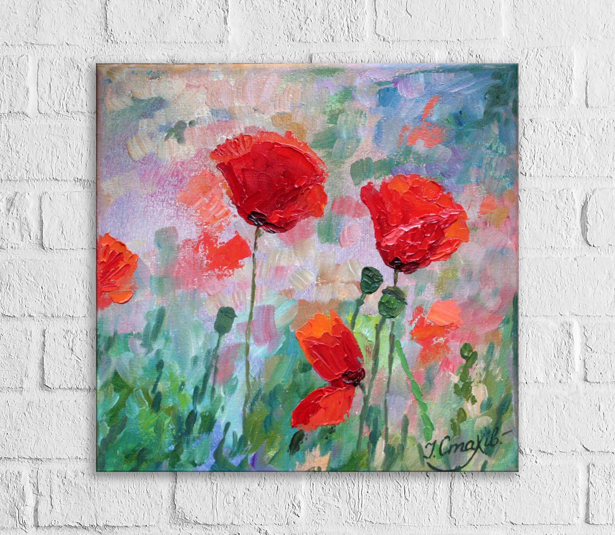 1996x1736 Poppies Oil Painting Red Flowers Impasto Small Wall Paintings - Poppy Oil Painting