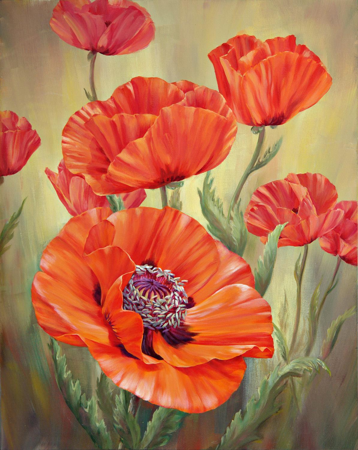 1194x1500 Poppy Painting Artwork Canvas Watercolor Tutorial Field Famous - Poppy Painting