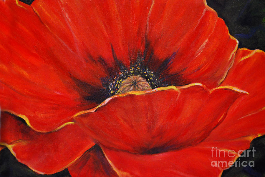 900x602 Poppy Painting By Nancy Bradley - Poppy Painting
