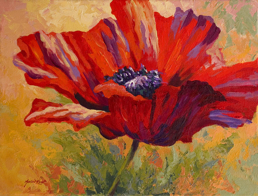 900x685 Red Poppy Ii Painting By Marion Rose - Poppy Painting