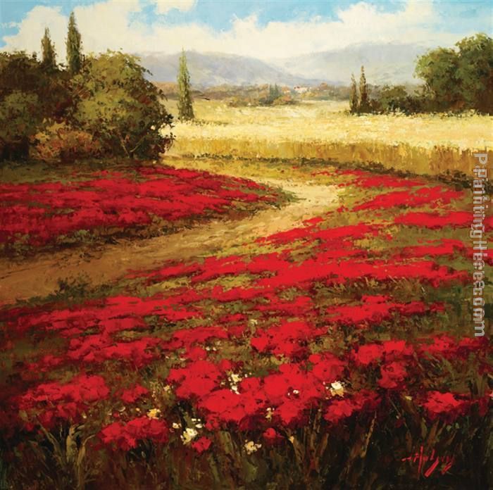 700x696 Hulsey Red Poppy Trail Painting Anysize 50% Off - Poppy Painting