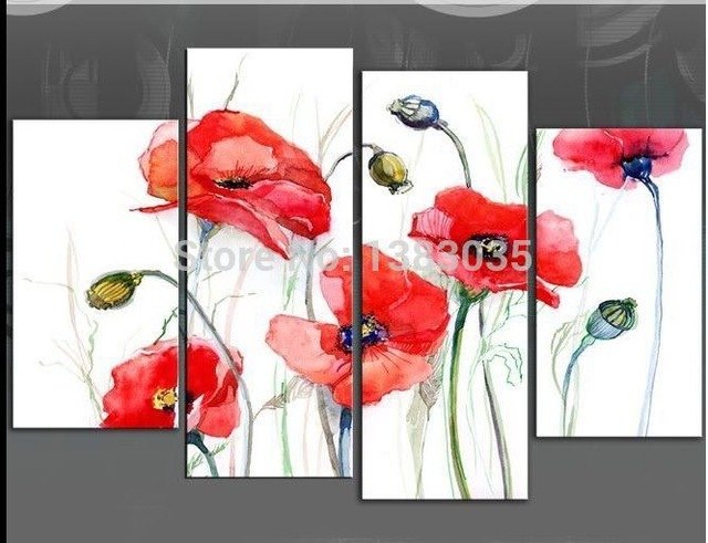 640x491 Hand Painted Abstract Red Poppy Painting Flowers Canvas Art 4 - Poppy Painting Images