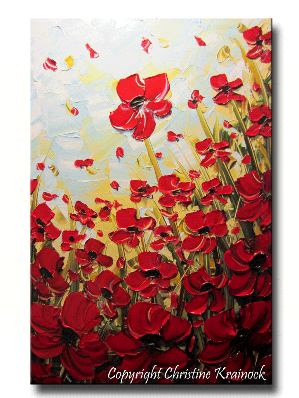 1024x1365 Original Art Abstract Painting Red Poppies Painting Textured Poppy - Poppy Painting Images