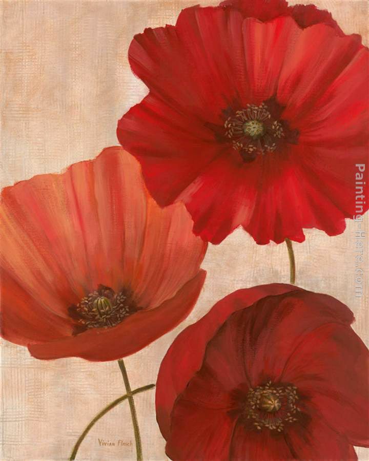 720x900 Vivian Flasch Poppy Trio Ii Painting Anysize 50% Off - Poppy Painting Images