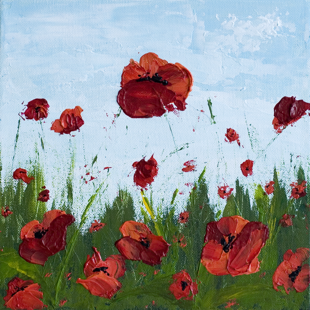 1000x1000 10 X 10 Poppy Field Acrylic Painting On Canvas - Poppy Painting Images