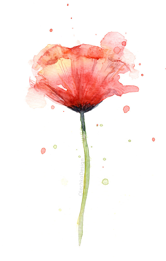 640x1007 Poppy Watercolor Olechka Design - Poppy Painting Watercolor