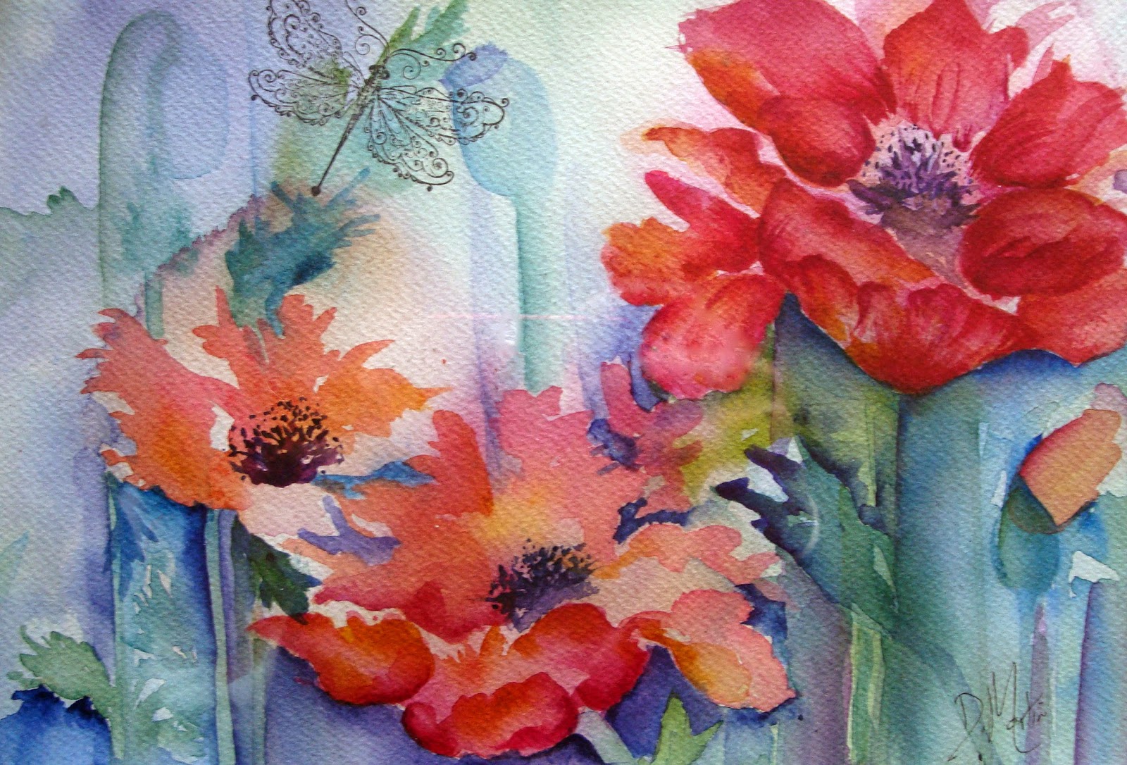 1600x1086 Watercolor Artists International Original Watercolor Floral - Poppy Painting Watercolor