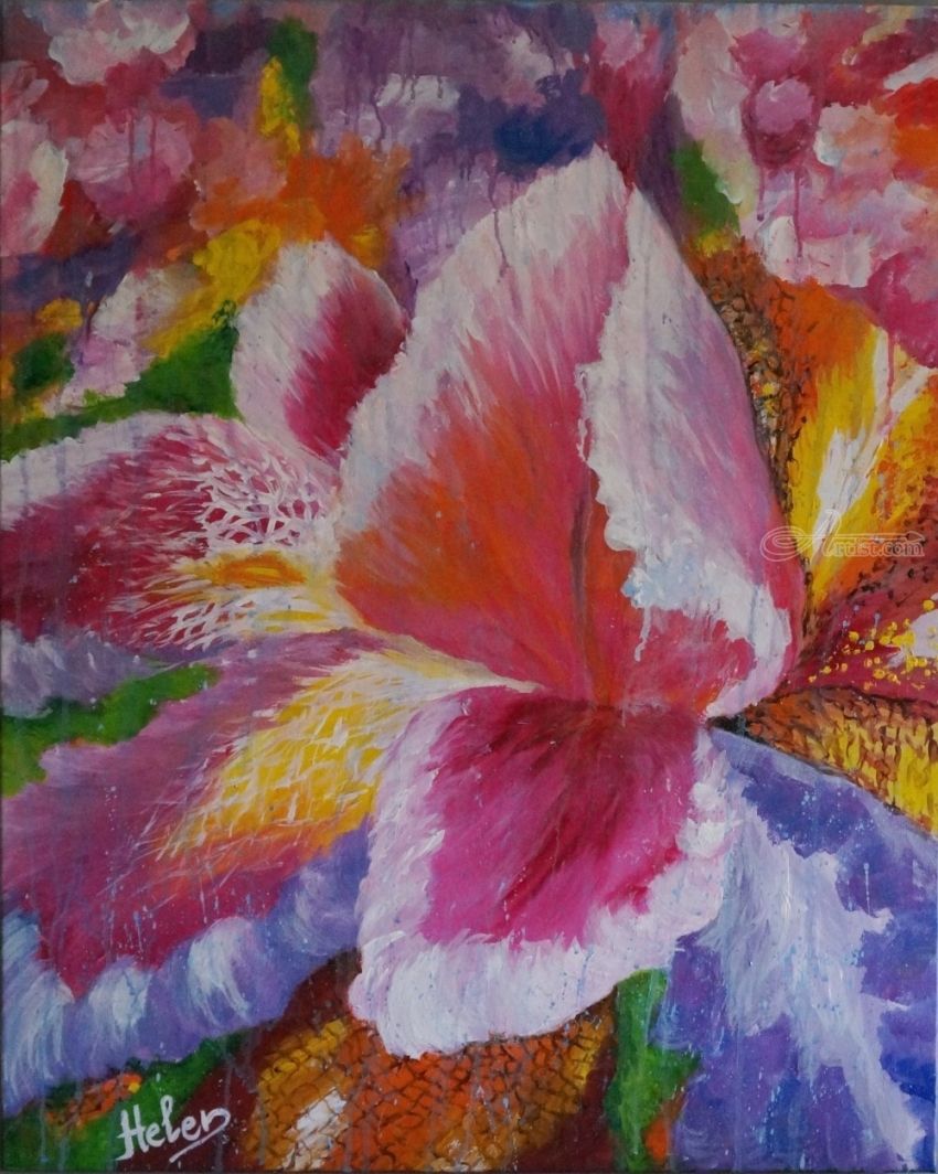 850x1064 Iris Paintings By Helen Bellart - Poppy Profusion Canvas Painting
