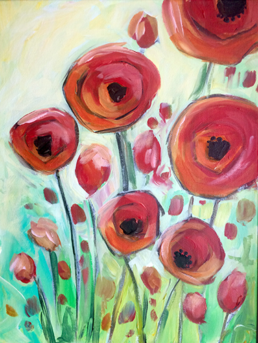 376x500 Monadnock Art Parties Art, Wine Amp Fun Nights Nh Art Party - Poppy Profusion Canvas Painting
