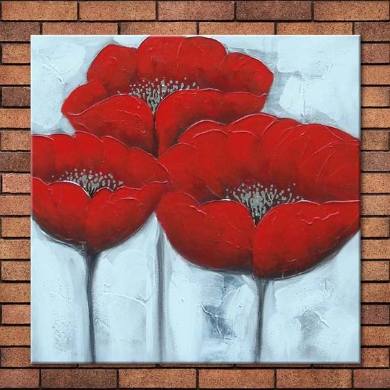 564x564 Red Poppies - Poppy Profusion Canvas Painting