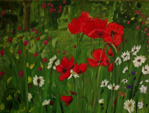 500x379 Florals - Poppy Profusion Canvas Painting